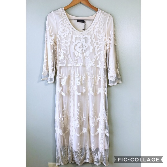 Roolee Dresses & Skirts - Roolee ivory lace midi shift dress size small NWT